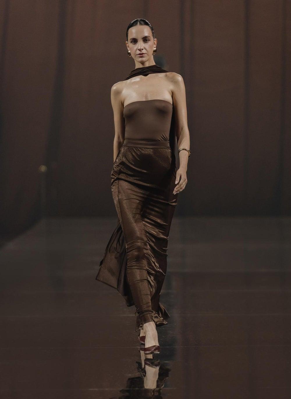 Monochrome Micro Shorts & Sheer Maxi Skirt Set - Image 1