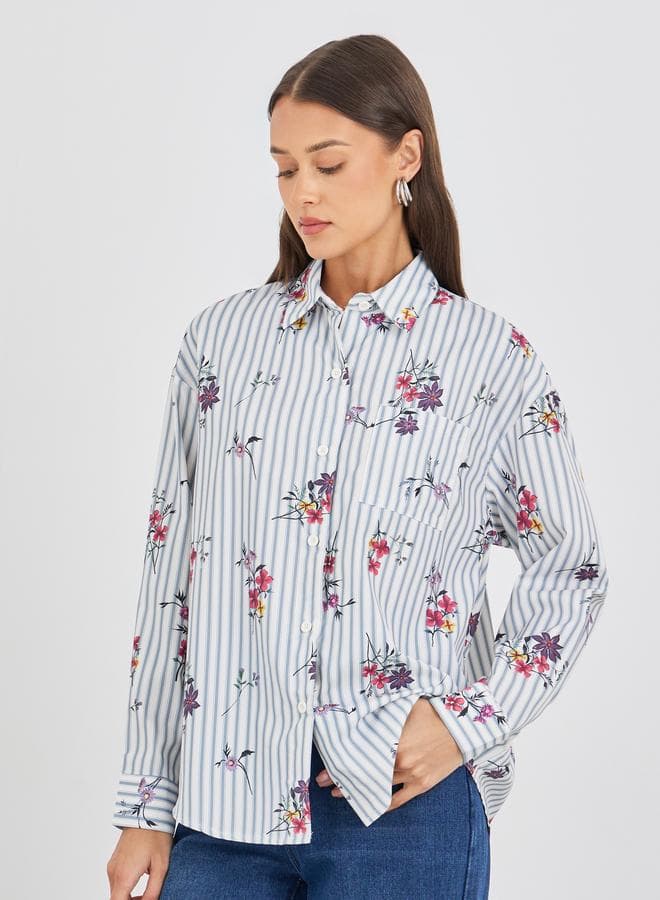 Styli Floral Print Oversized Shirt for Effortless Style - Image 1