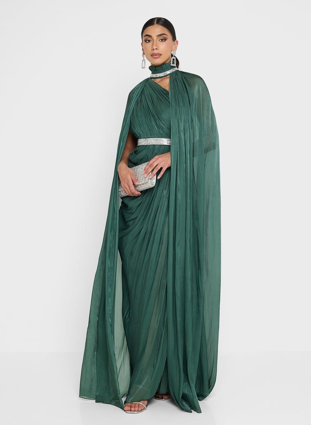 2Pcs Belted Maxi Dress Set – Elegant Arabian Style - Image 1