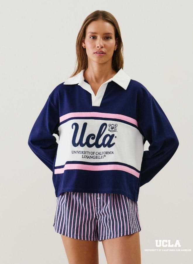 UCLA Jersey Polo Shirt – Relaxed Luxe Night Top - Image 1