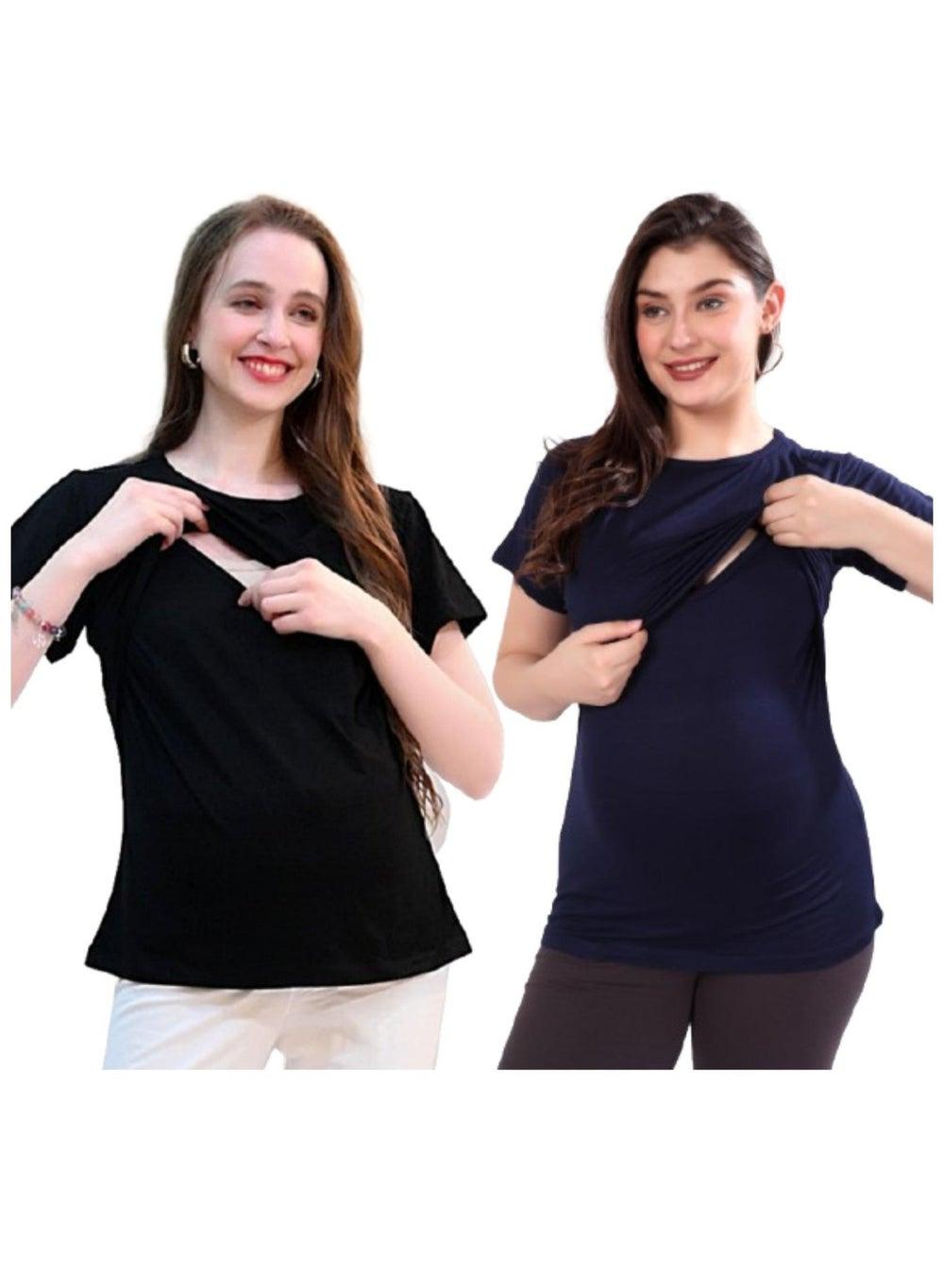 TUMMY Double Layer Maternity & Nursing Top Set (2 Pack) - Image 1