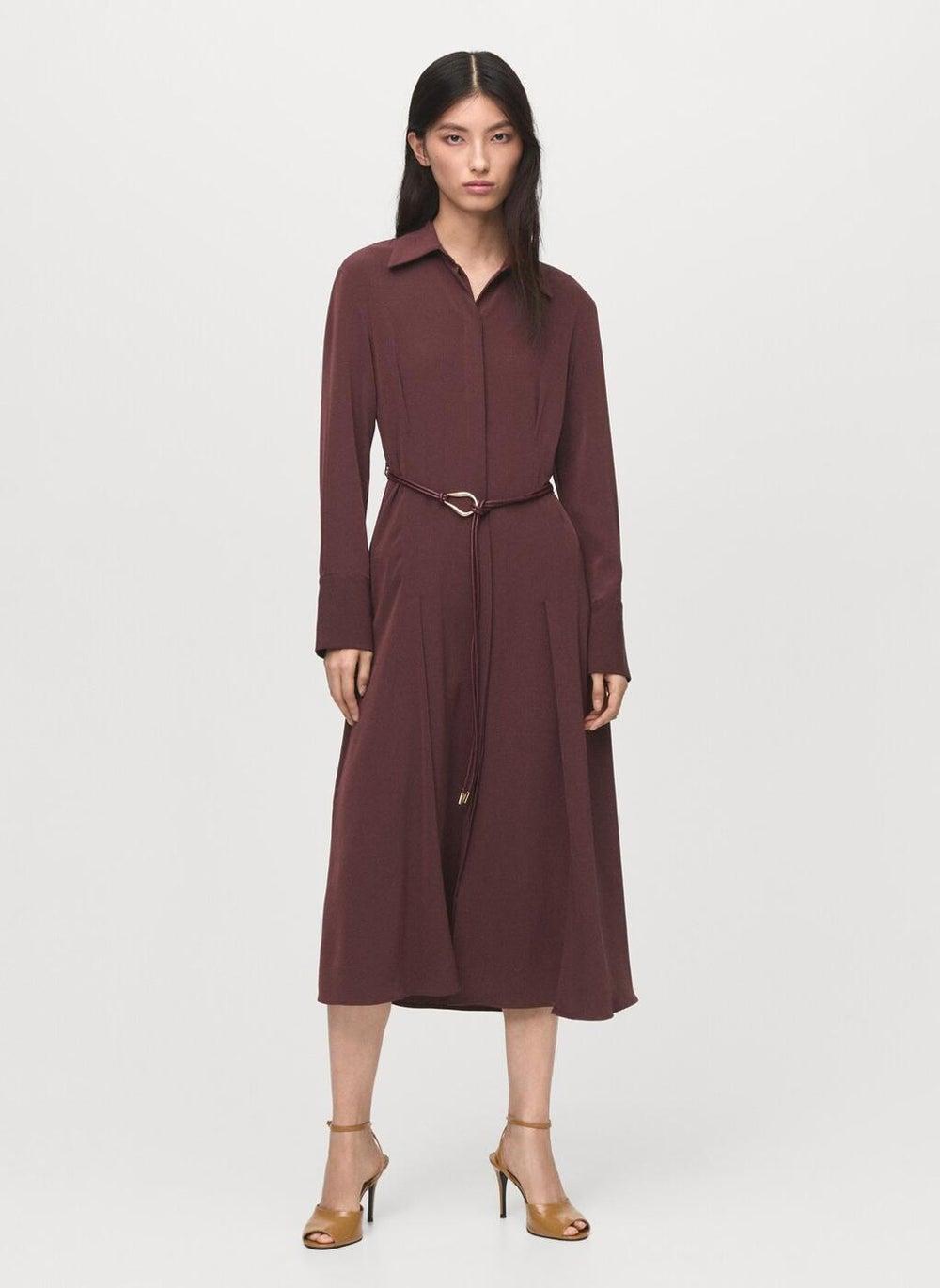 Tailored Belted Midi Shirt Dress - Image 1
