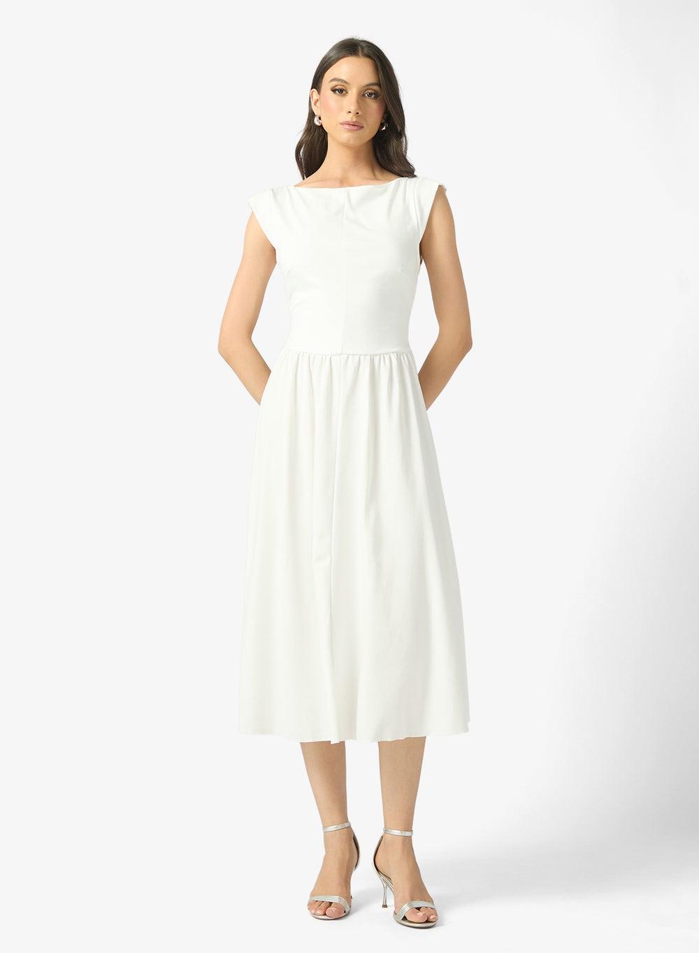 A-Line Scuba Midi Dress – Sculpted Elegance - Image 1