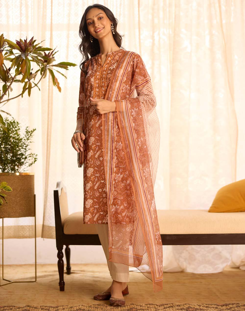 Elegant Printed Dupatta & Kurta Set - Image 1