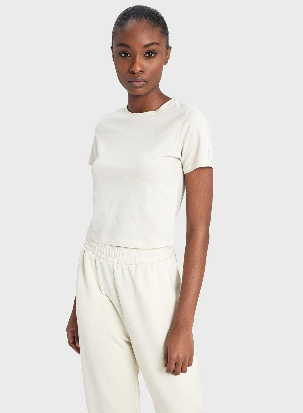 Cropped Fit Cotton Blend Short Sleeve T-Shirt - Image 1