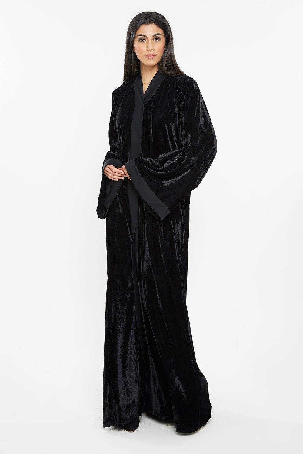 Lightweight Velvet Abaya AJ151A with Matching Sheila - Image 1