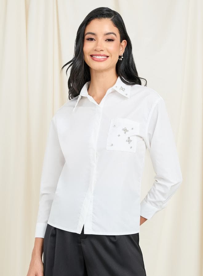 Styli Embellished Button-Front Elegant Shirt - Image 1