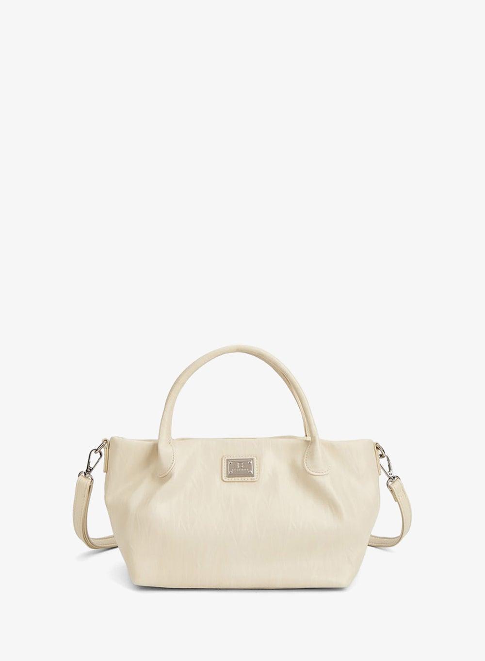 Textured Tote Bag with Button Closure & Strap - Image 1