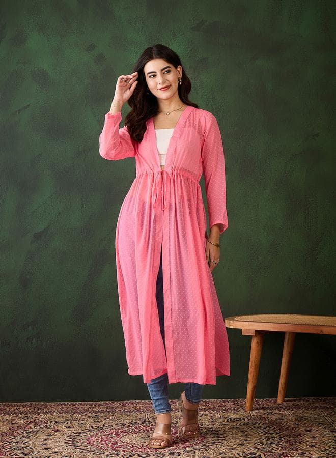 Stylestone Pink Chiffon Ruched Waist Elegant Shrug - Image 1
