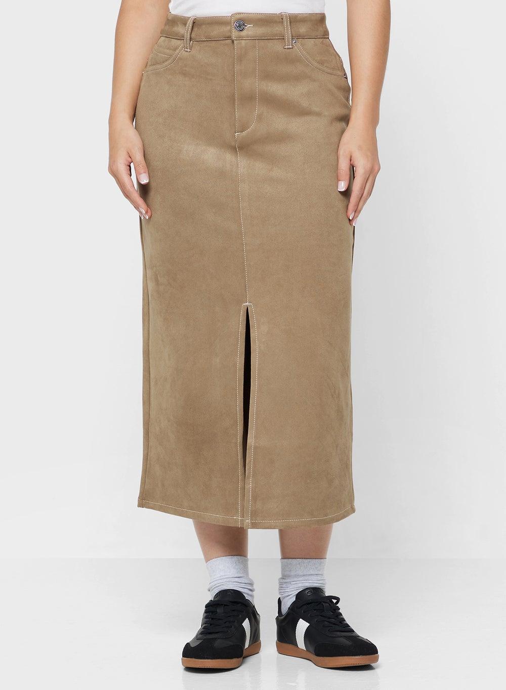 Onlstina Life Faux Suede Mid-Waist Skirt - Image 1