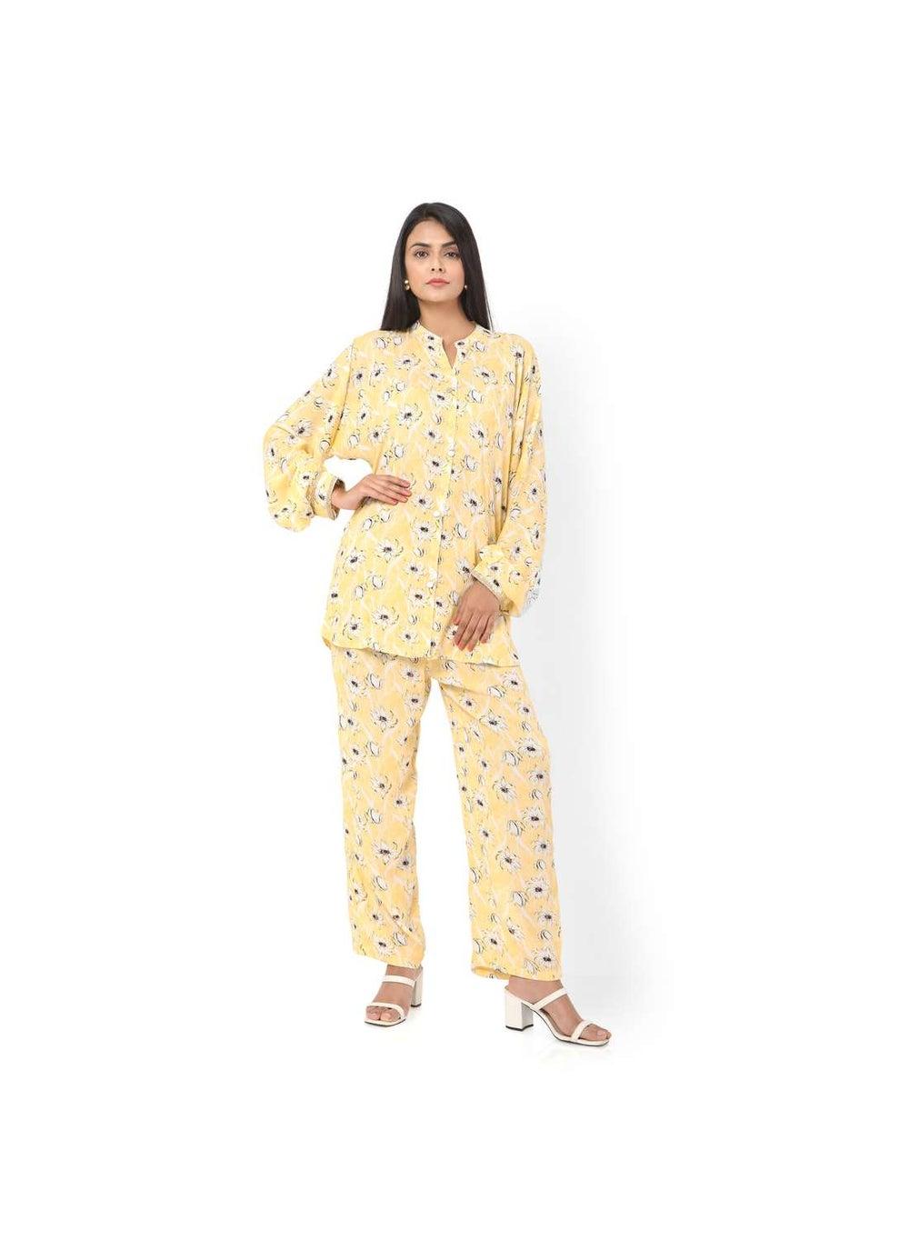 Floral Printed Viscose Jalabiya Co-Ord Set - Image 1
