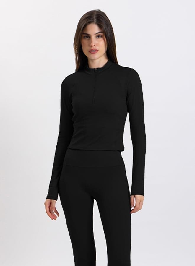 Soft Sculpt Zip-Up Crop Top for Active Elegance - Image 1