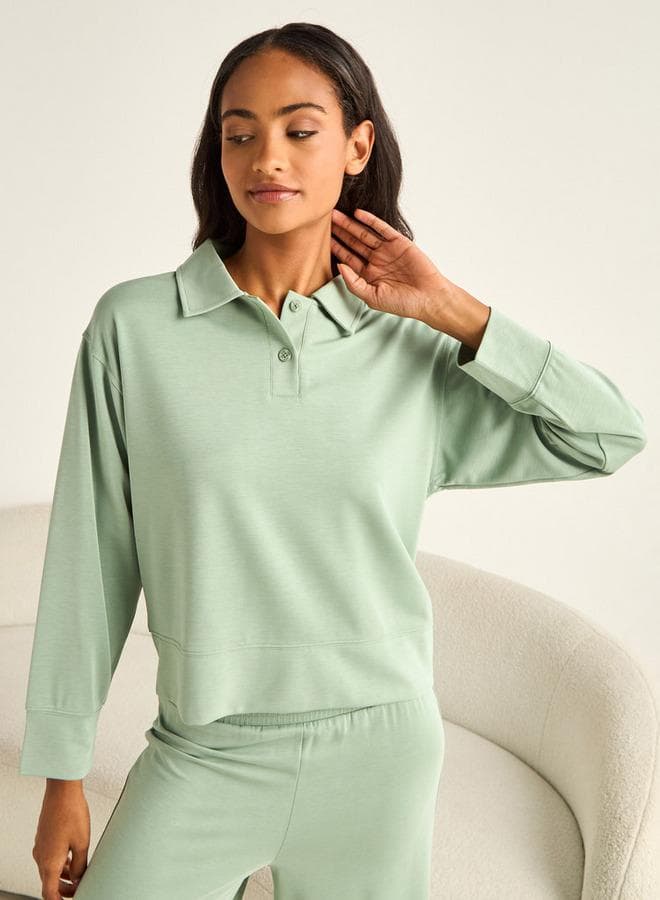 Collared T-Shirt & Trousers Pyjama Set - Image 1