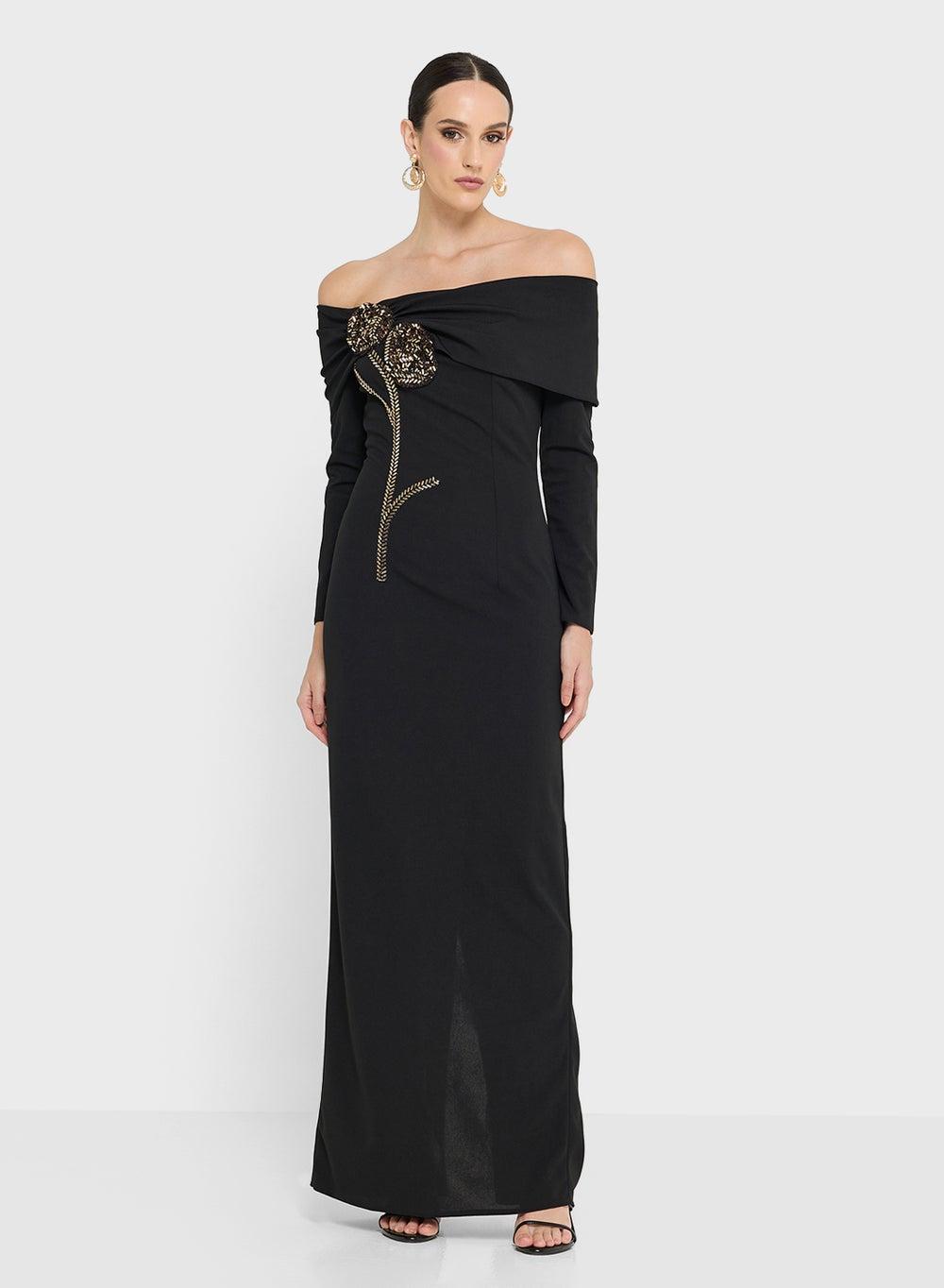 Embellished Floral One-Shoulder Maxi Dress - Image 1