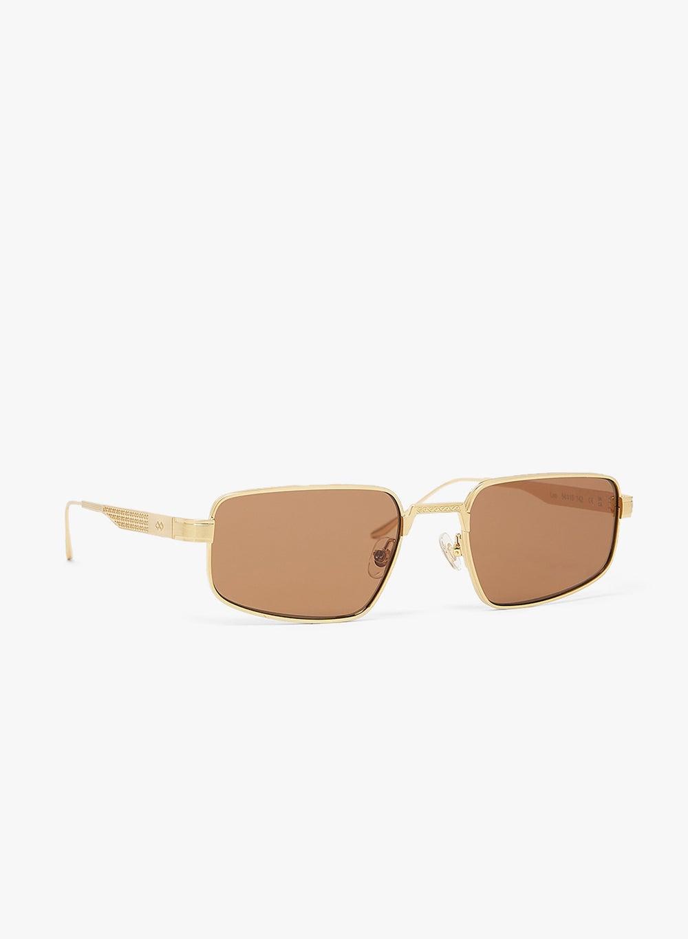 Leo Gold Rectangle Sunglasses with Brown Lenses - Image 1