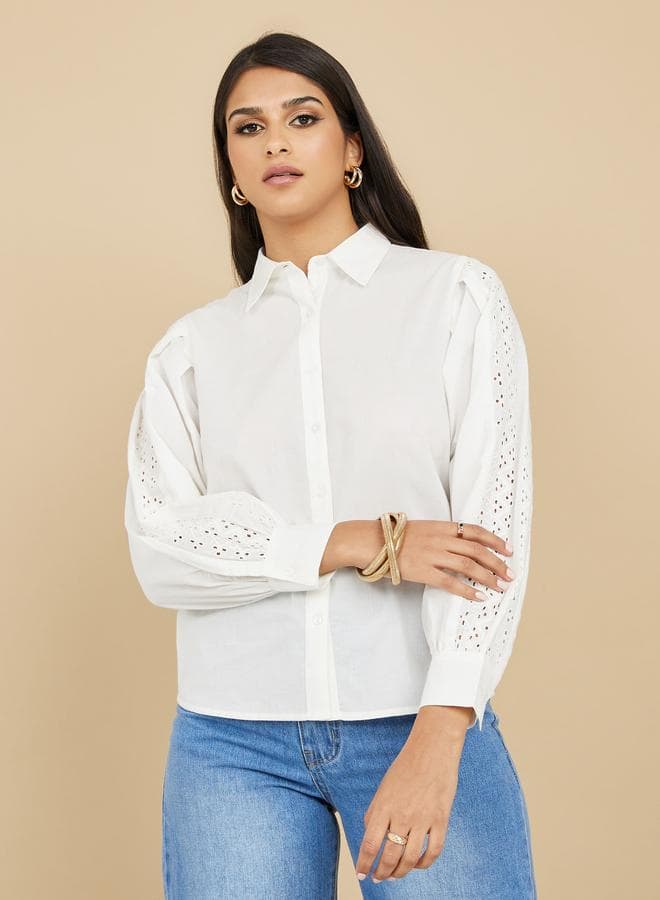 Styli Broderie Long Sleeve Regular Fit Shirt - Image 1