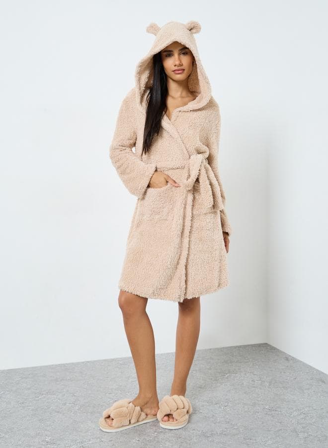 Styli Bear Ears Hooded Fleece Robe - Image 1