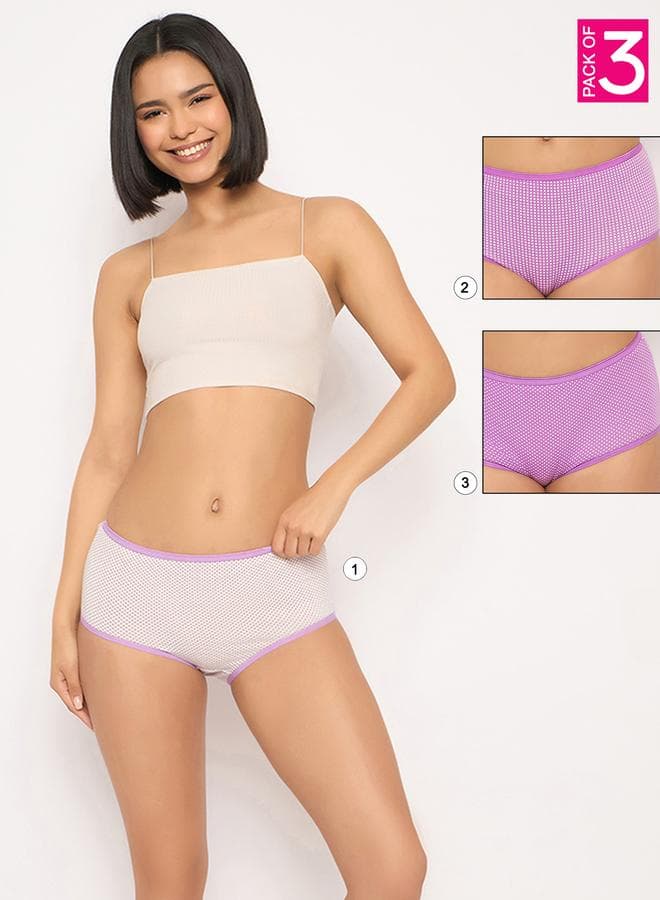 Clovia Pack of 3 Printed High-Rise Hipster Briefs - Image 1