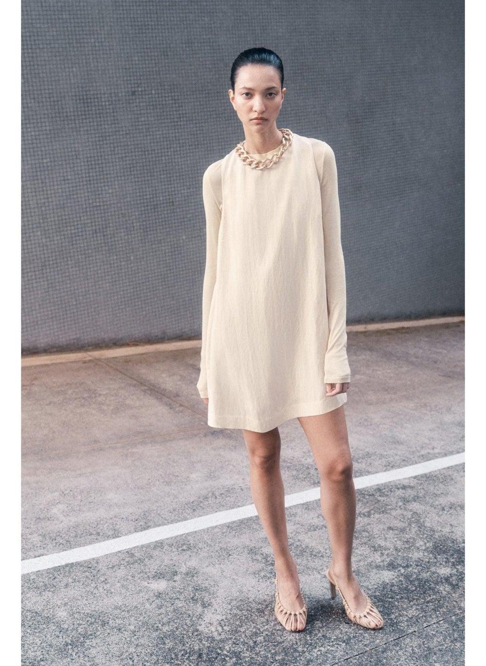 Elegant A-Line Shift Dress with Keyhole Back - Image 1