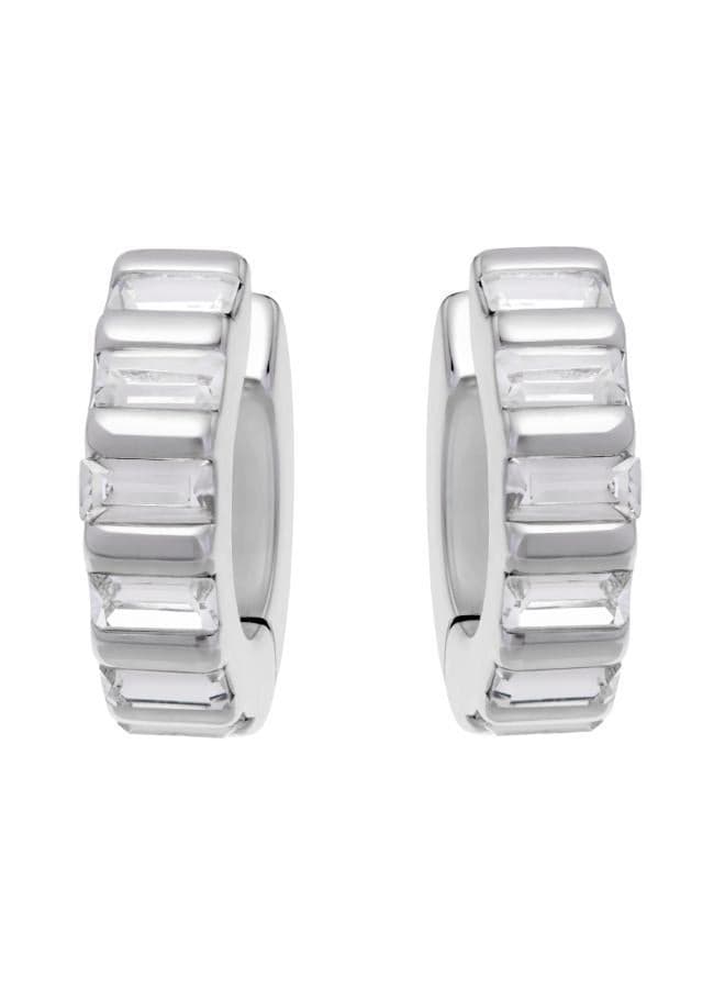 LIZA Crystal Linear Huggie Hoop Earrings - Image 1