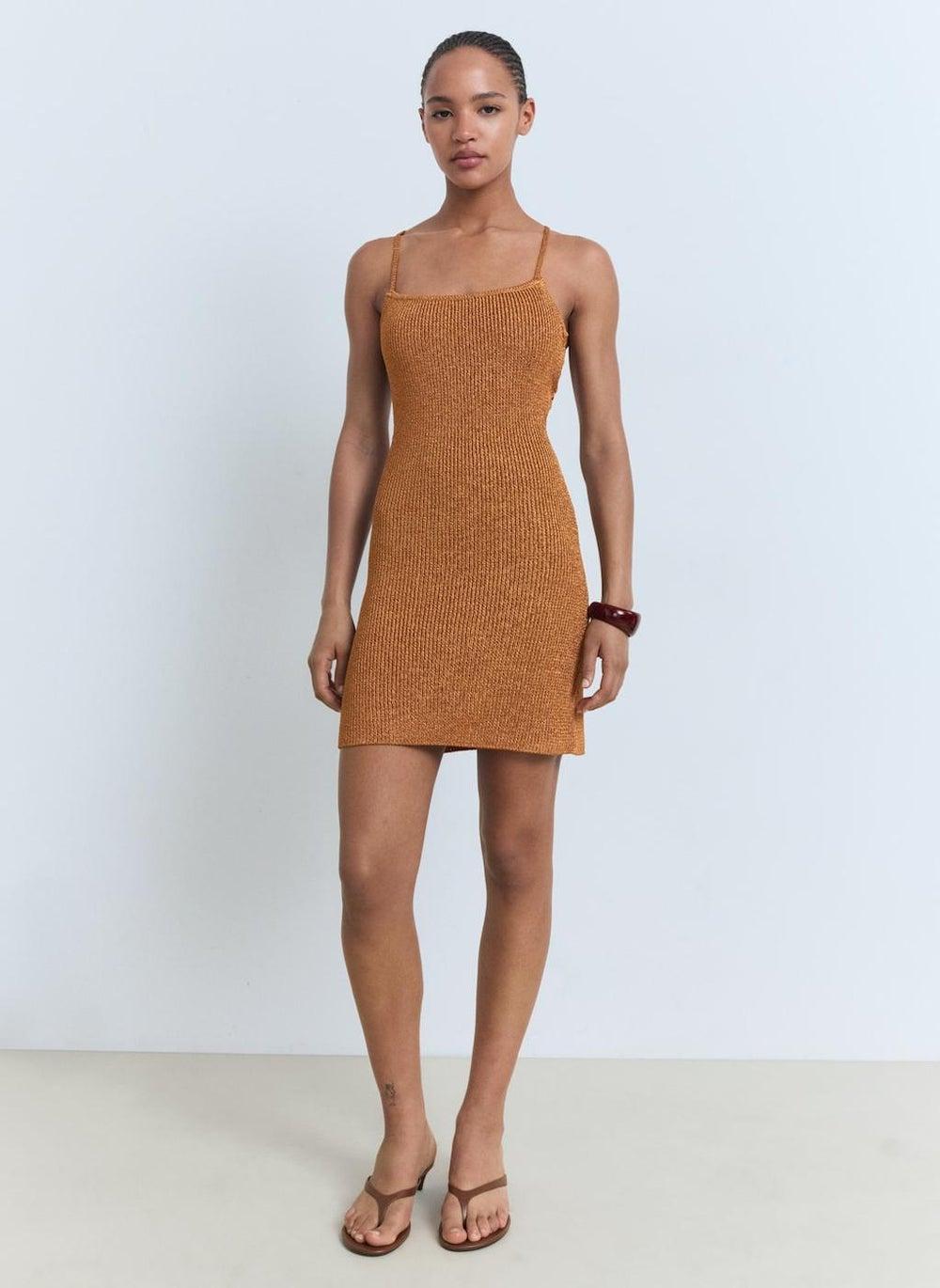 Lurex Cross-Back Mini Dress with Sleek Fit - Image 1