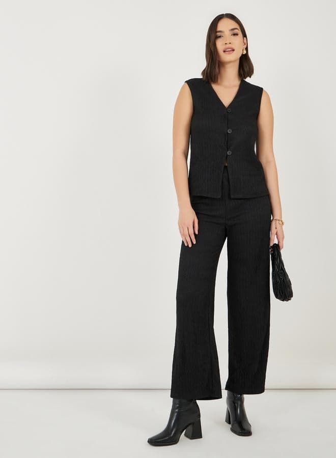 Styli Textured Waistcoat & Straight Leg Pants Set - Image 1