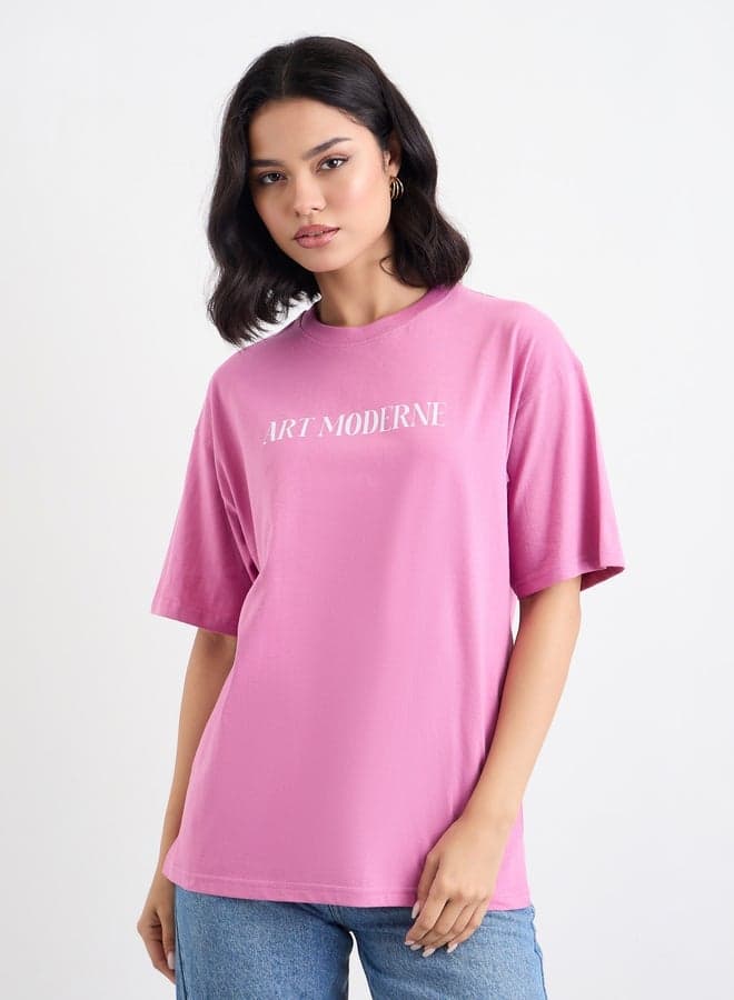 Styli Pink Graphic Oversized Women’s T-Shirt - Image 1