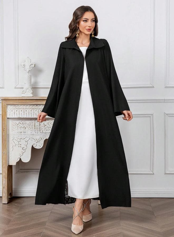 Take Two Black Furry Panel Open Kimono - Image 1