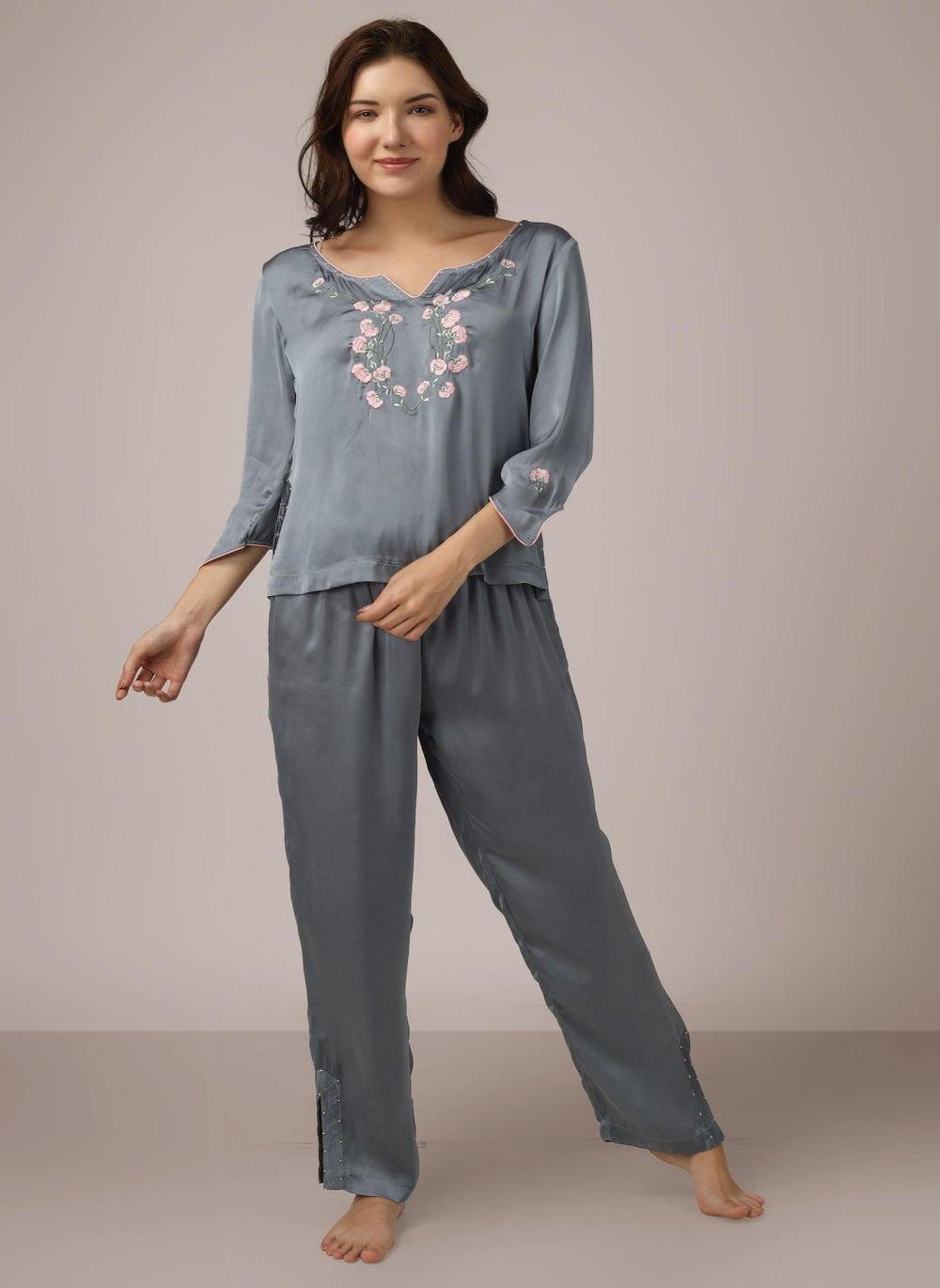 Mimi Embroidered Luxe Satin Ramadan Pyjama Set - Image 1