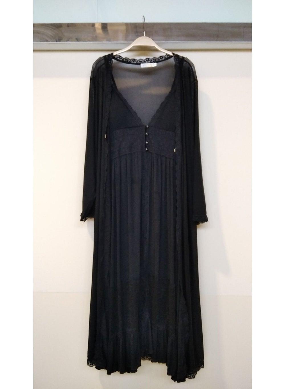 Elegant Lace Nightgown & Robe Set Soft Sleepwear - Image 1