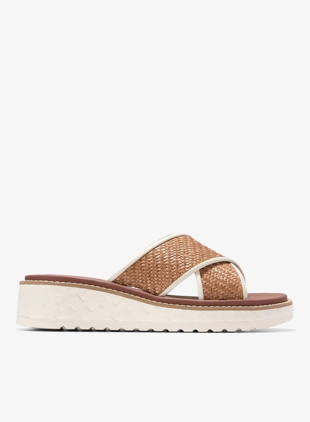 GrandPro Daylin Raffia Slides – Tan Ivory Elegance - Image 1