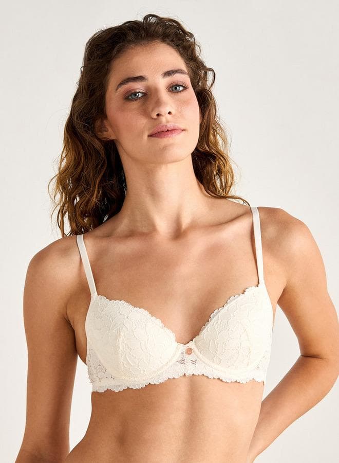 Lace Demi Bra with Hook & Eye Closure - Image 1