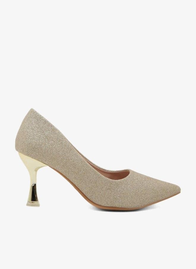 Sneak-a-Peek Glitter Pointed Toe Stiletto Pumps - Image 1