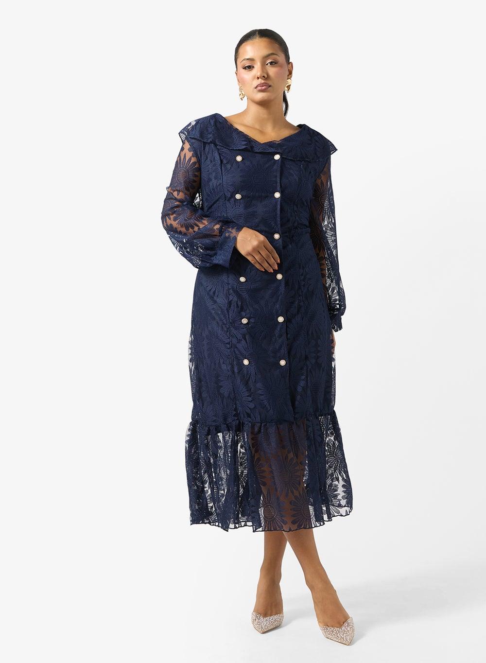 Lace Blazer Midi Dress for Women - Image 1