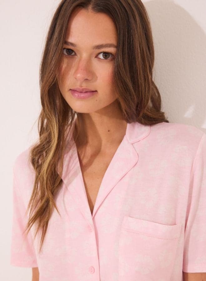Pink Capri Viscose Classic Pyjama Set - Image 1