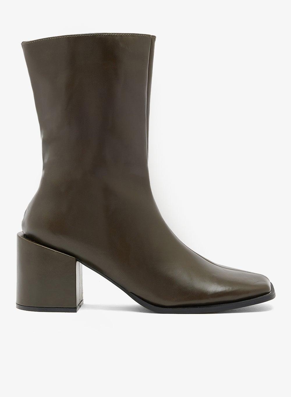 Square Toe Western Block Heel Ankle Boots - Image 1