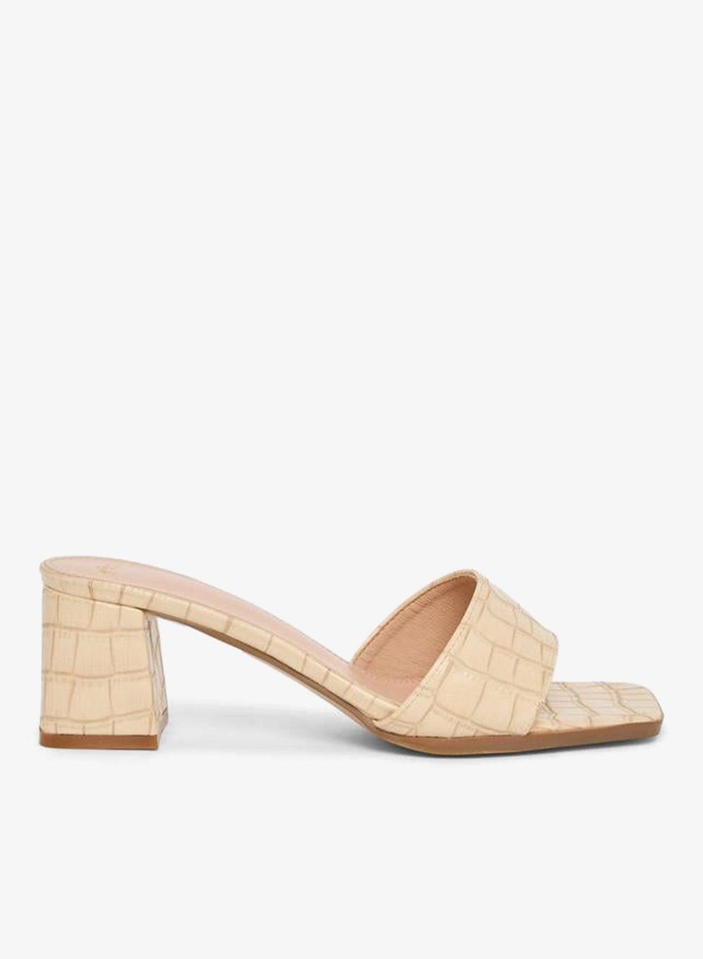 Styli Textured Block Heel Mule Sandals - Image 1
