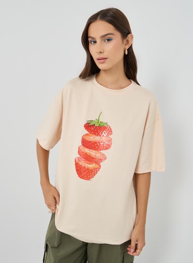 Oversized Graphic Print Statement T-Shirt - Image 1