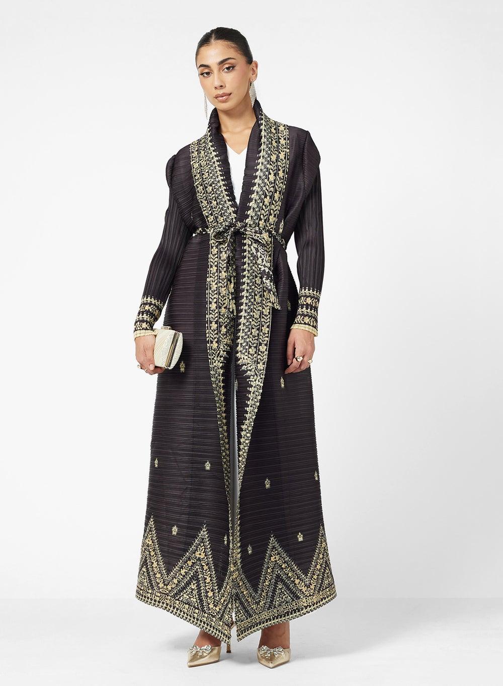 Textured Printed Abaya – Elegant Modern Arabian Style - Image 1
