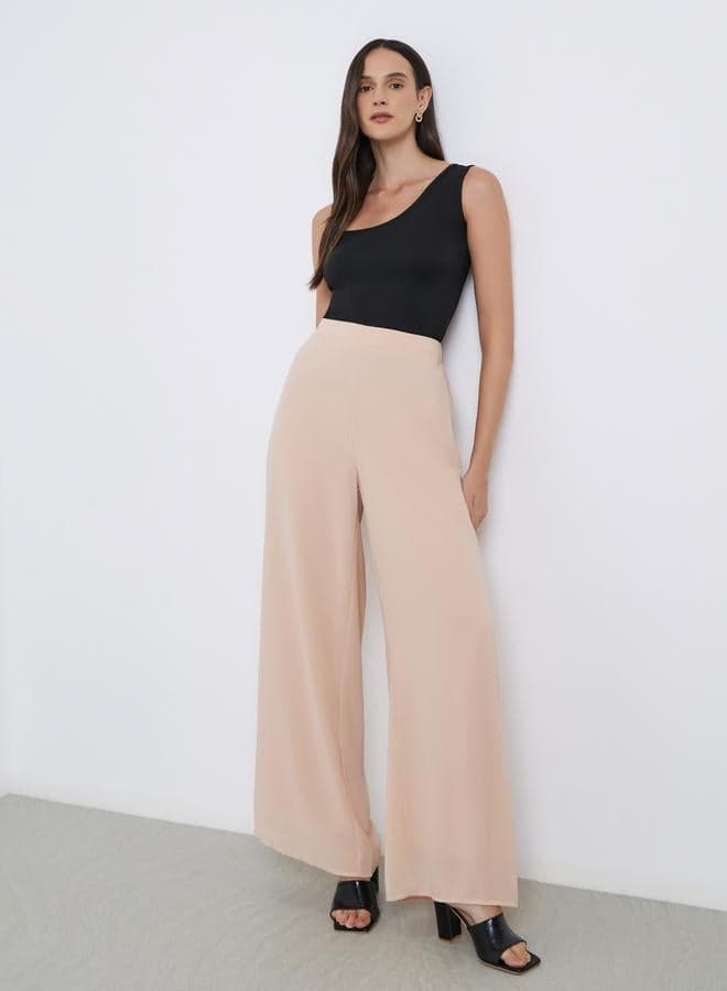 Elegant Cream Wide-Leg Trousers - Image 1