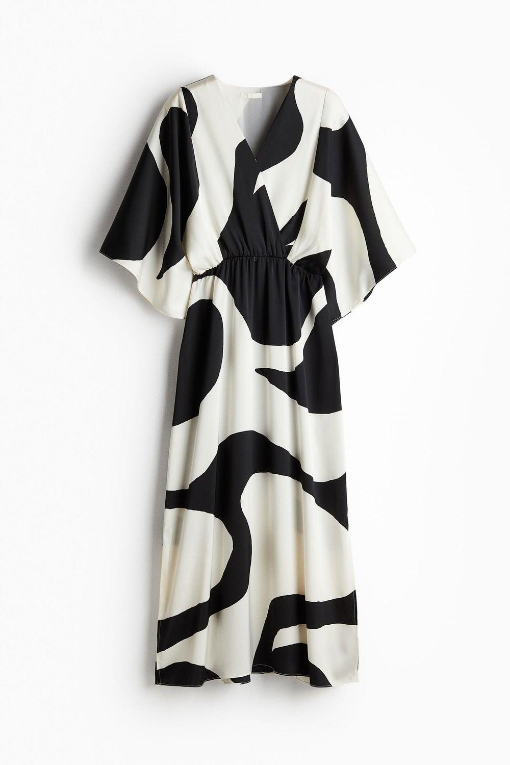 Waisted Kaftan Dress with Wrap Bodice and Side Slits - Image 1