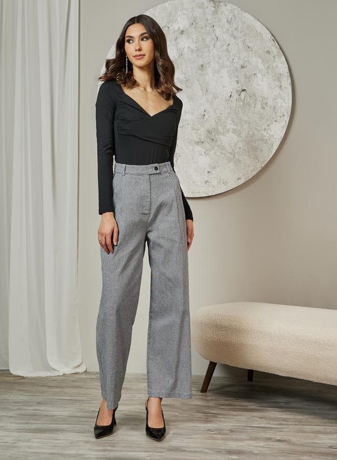 High-Rise Wide Leg Pleated Trousers - Image 1