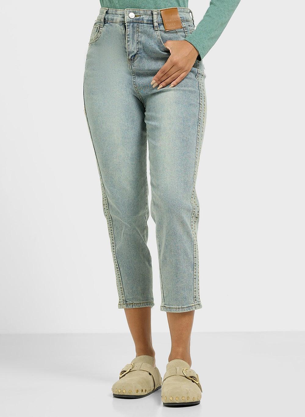 High-Rise Straight Fit Cropped Jeans - Image 1