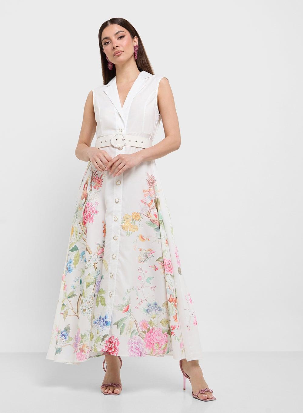 Elegant Floral Print Midi Dress for Effortless Style - Image 1