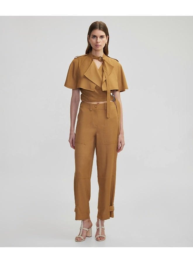 Buttoned Wide-Leg Cargo Trousers - Image 1