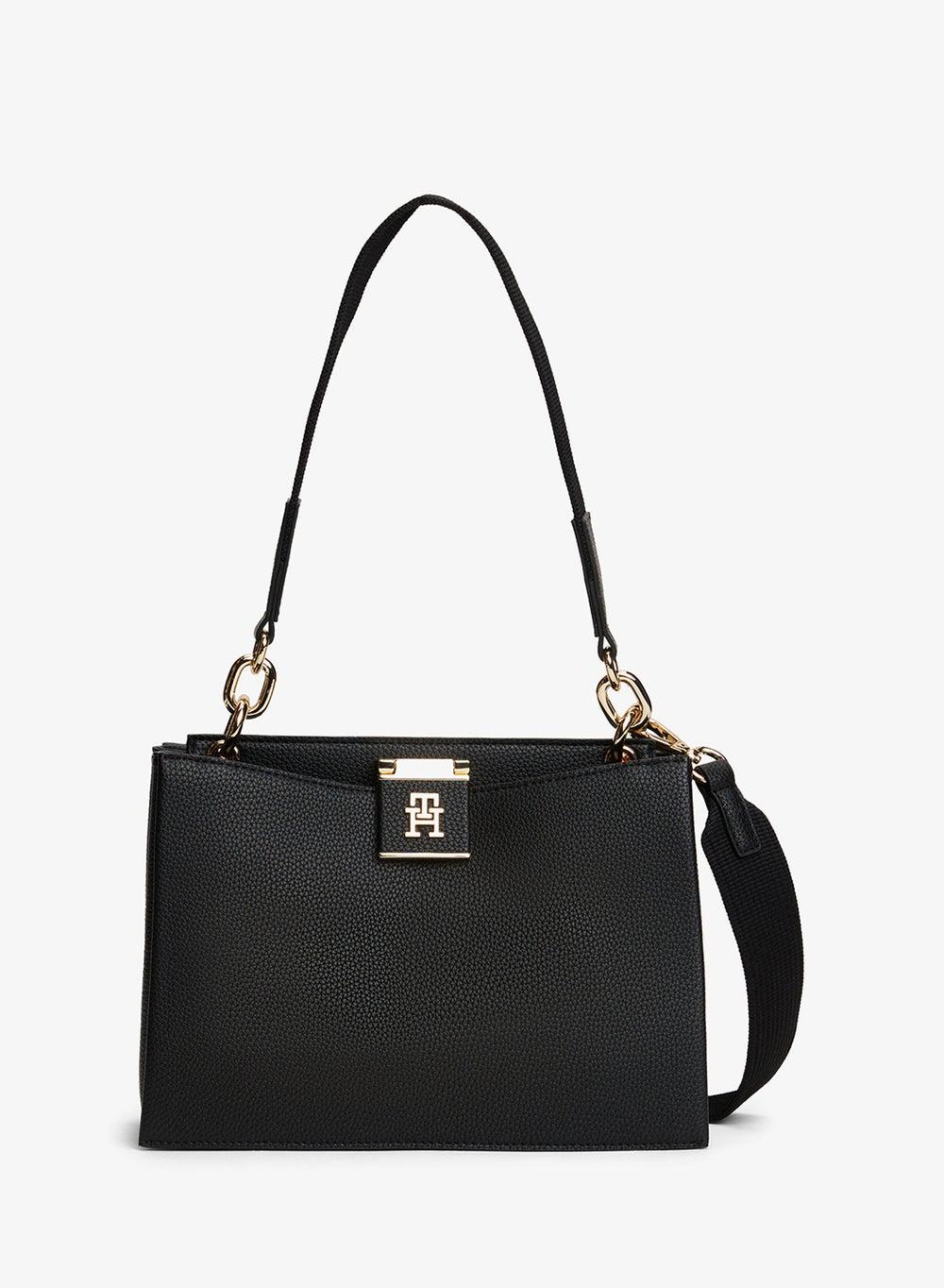 Pebble Grain Medium Satchel with Crossbody Strap - Image 1