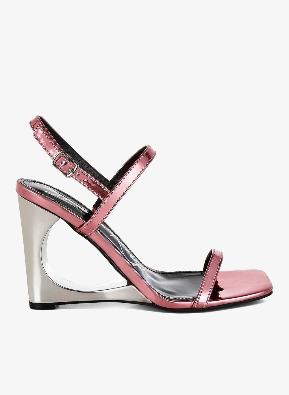 Pink Metallic Fantasy Wedge Heel Sandals - Image 1