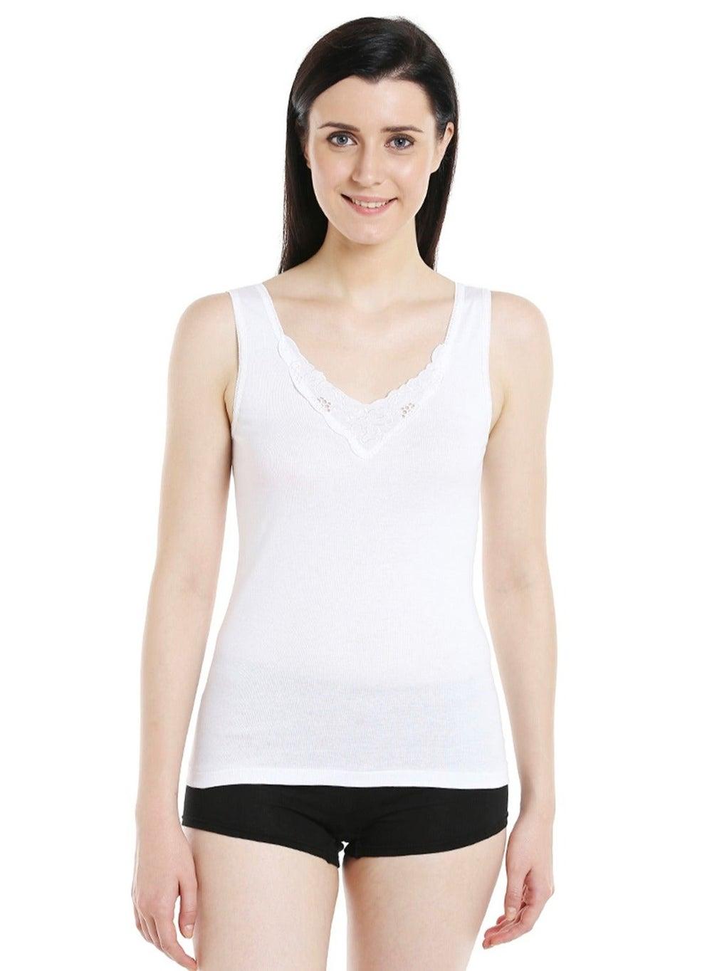 Women’s Combed Cotton Vest Pack of 3 White - Image 1