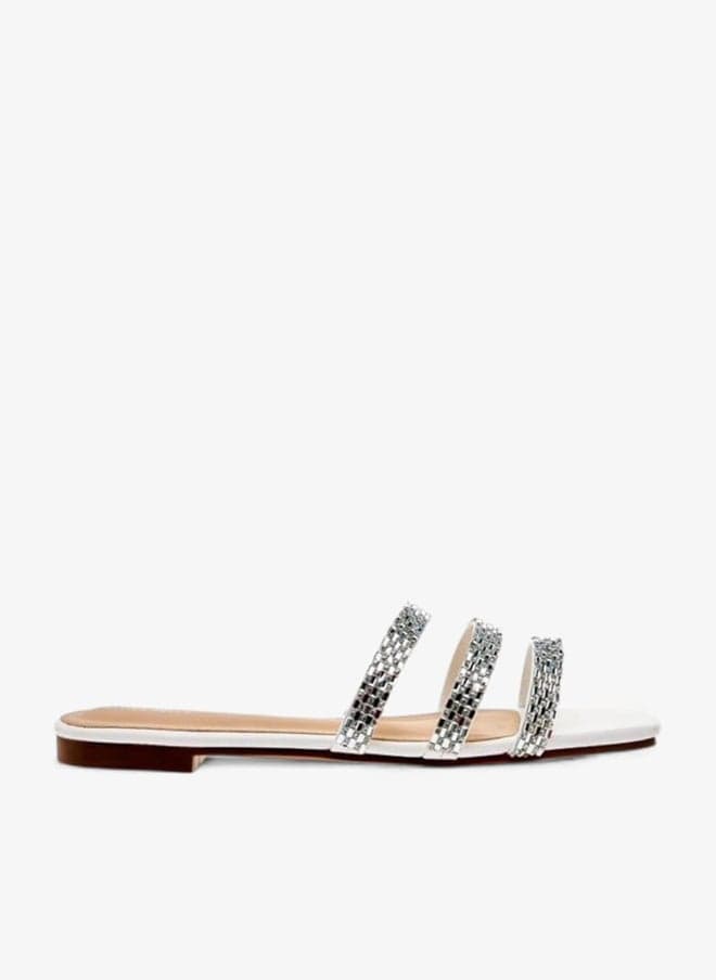 Embellished Slip-On Flat Sandals for Women Ramadan Edit - Image 1