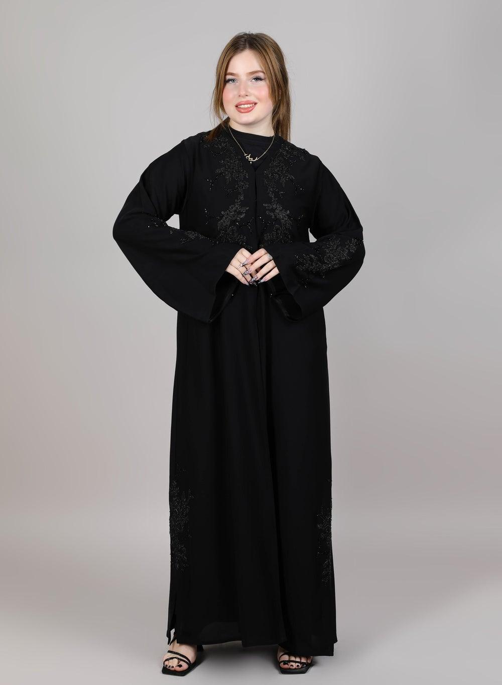 MSquare Black Embroidered Korean Nida Abaya - Image 1